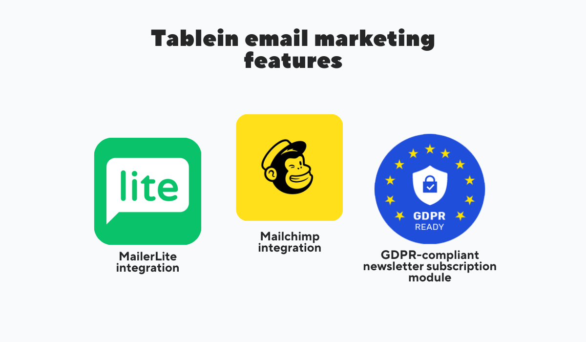 tablein email marketing features
