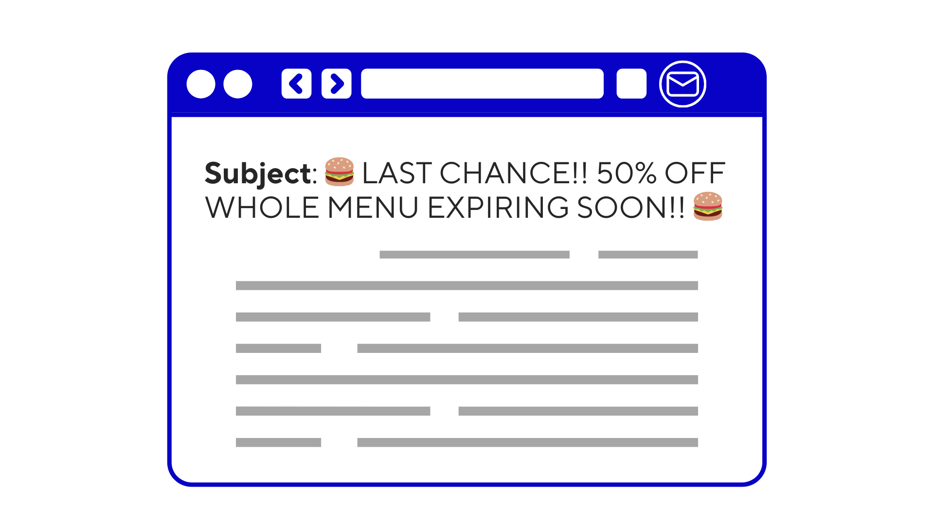 illustration of an email example with a bad subject line
