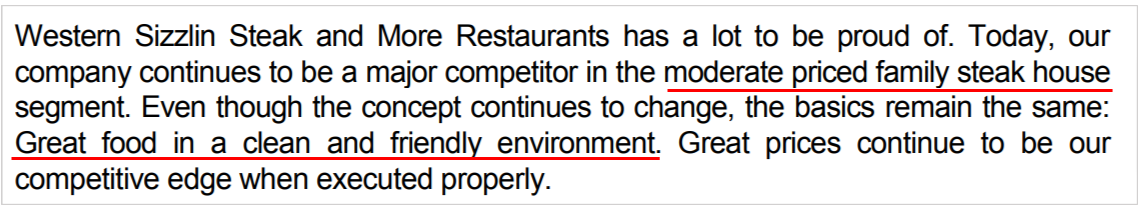 screenshot of a restaurant concept statement