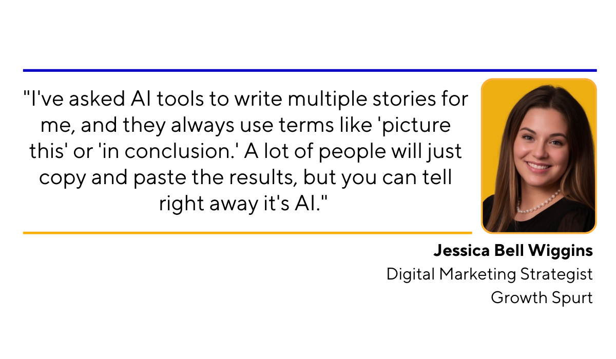 quote explaining why it's not recommended to use ai for writing