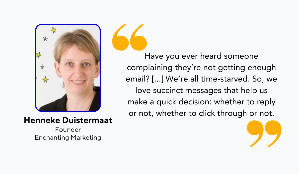 quote explaining the importance of sending short restaurant marketing emails