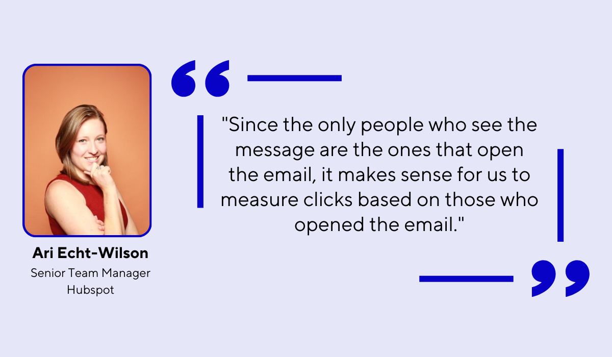 quote explaining why it makes sense to track click to open rate for emails